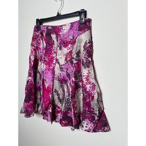 Ann Taylor Skirt Women Sz 2  Pink Purple Gray A Line Cotton Boho Work Career